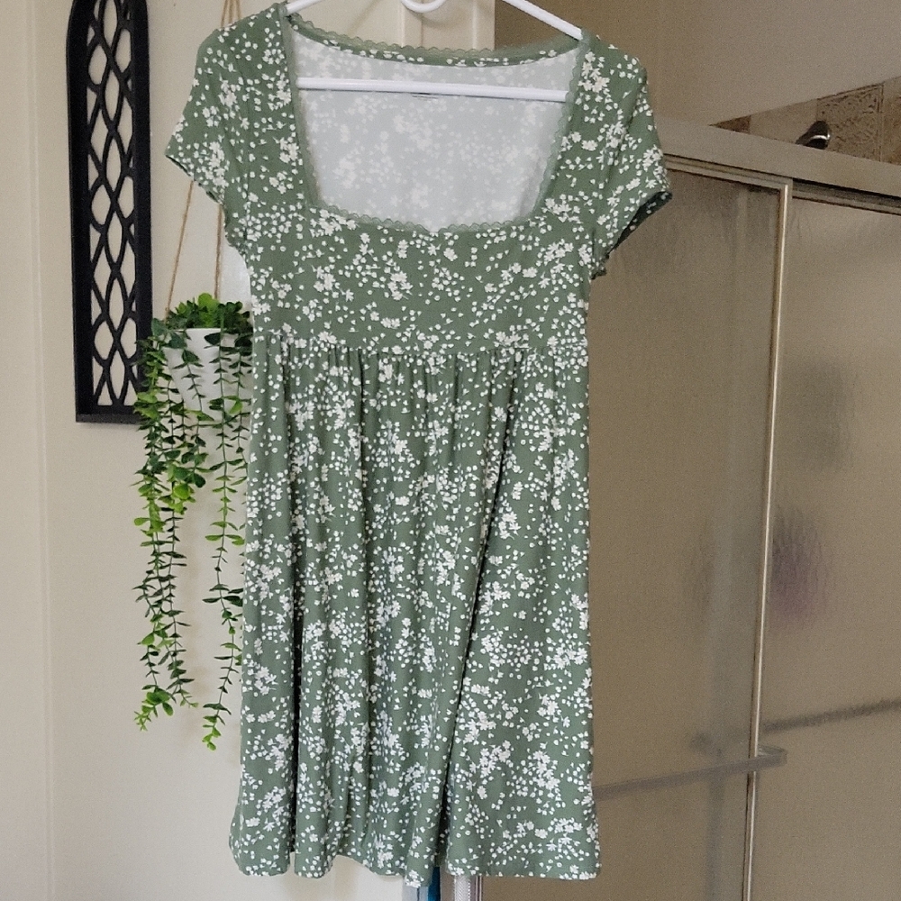 No Boundaries Sage Green Floral Mini Dress